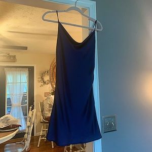 Altar’d State - XS - Satin - Navy Blue Strapped Dress - Zips up in back